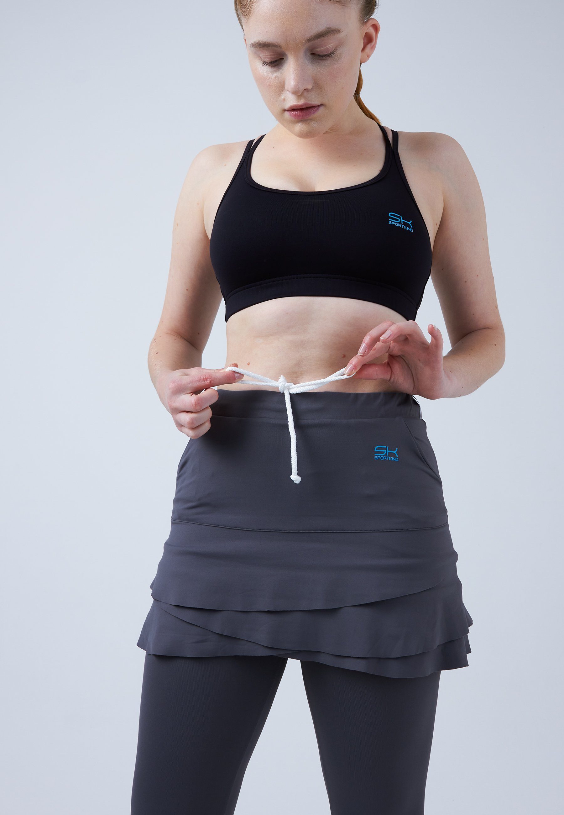 SPORTKIND Tennisrock 2-in-1 Tulip Skort mit Leggings / Skapri Mädchen & Damen grau