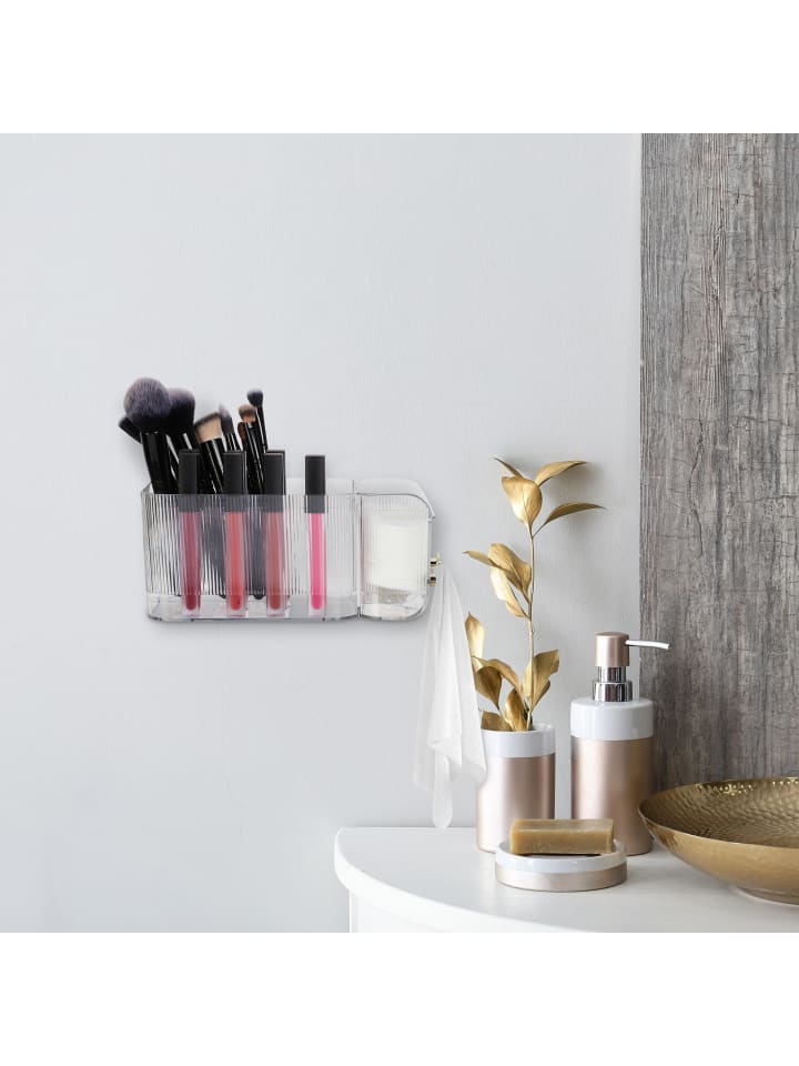 relaxdays Kosmetik Organizer in Transparent/ Gold - (B)24 x (H)10 x (T)12,5 cm günstig kaufen onesize