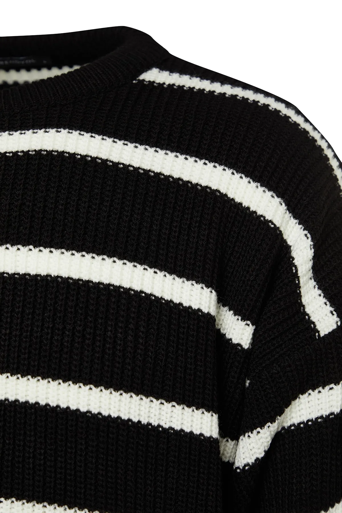 Trendyol Collection  Schwarzer Unisex-Strickpullover in Oversize-Passform, weiter Passform, Rundhalsausschnitt, TMNAW23KZ00285