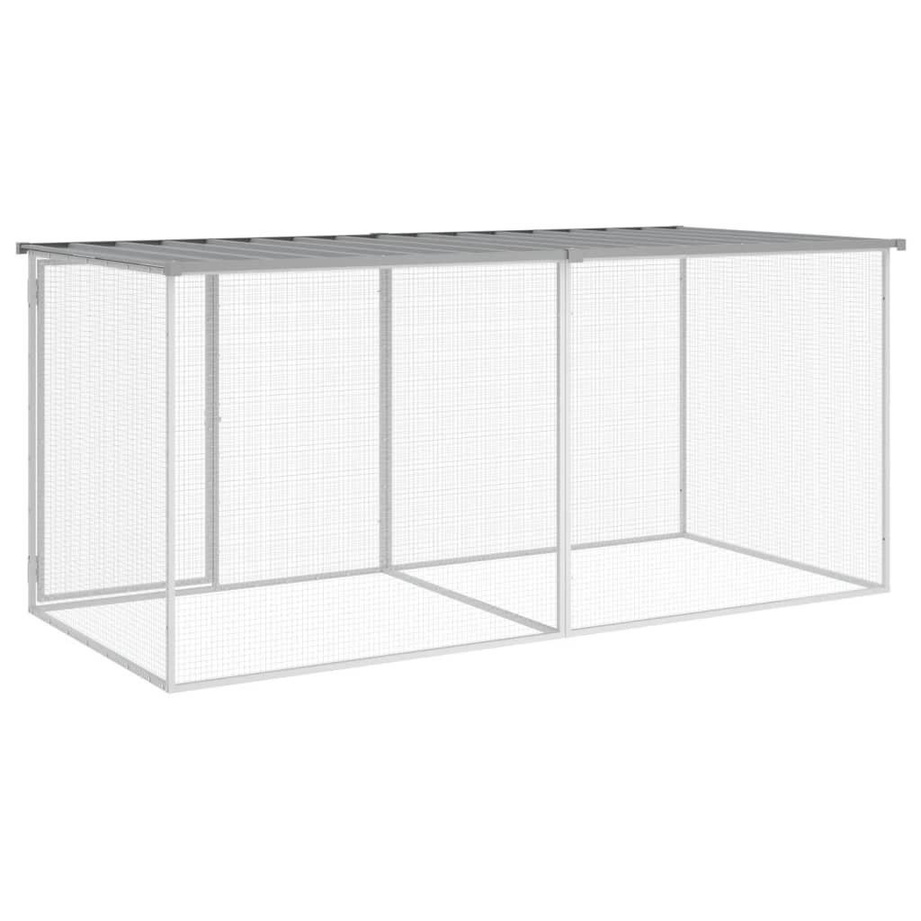 vidaXL Voliere Hühnerkäfig mit Dach Hellgrau 203x98x90 cm Verzinkter Stahl