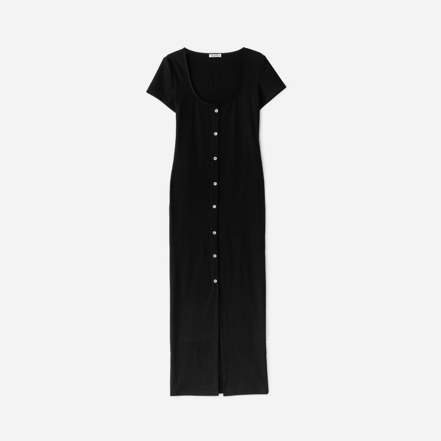 Robe tube TEXTO noire côtelée longueur midi