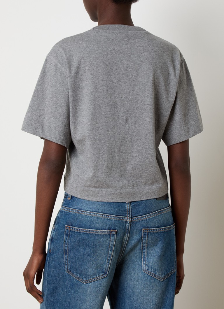 Camiseta cropped Off-White com estampa de logo
