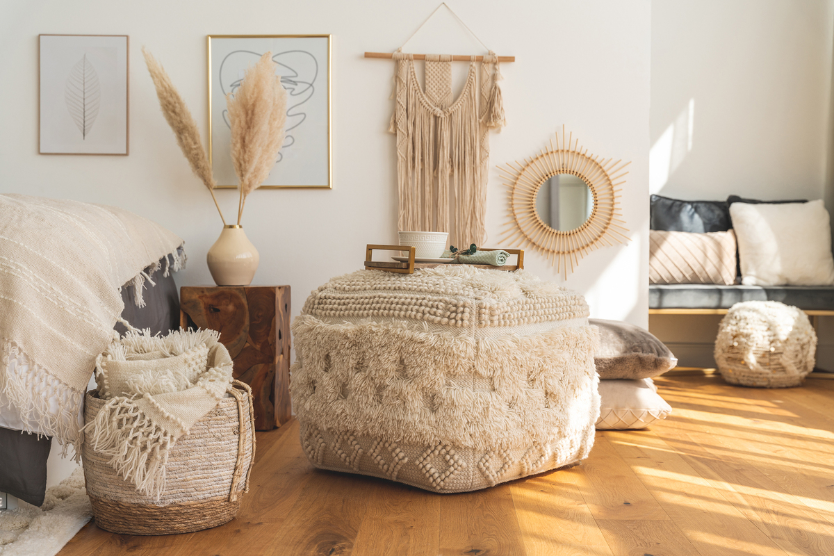 megusta Pouf Bohist 125 Natural 50cm x 50cm