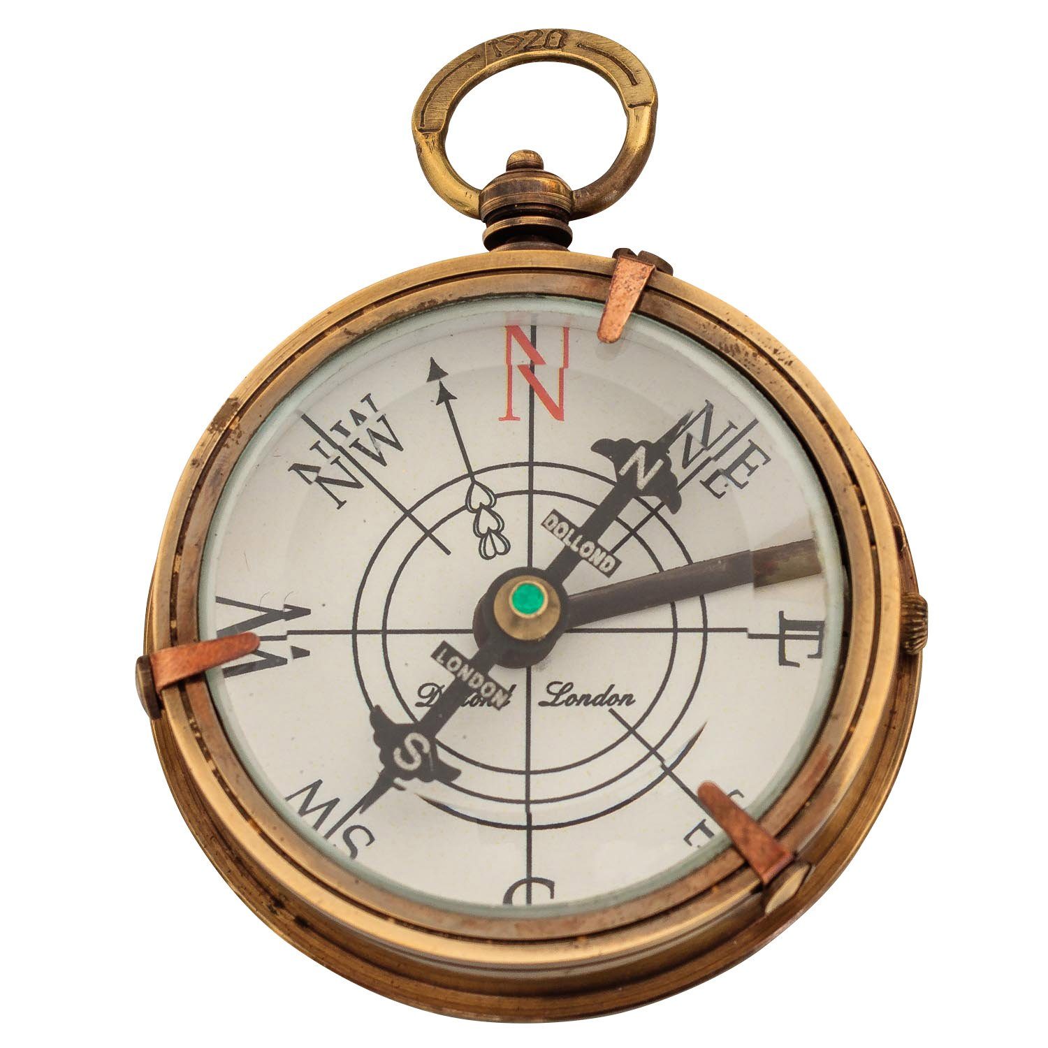 Aubaho Kompass Kompass Maritim Schiff Dekoration Navigation Glas Messing Antik-Stil R