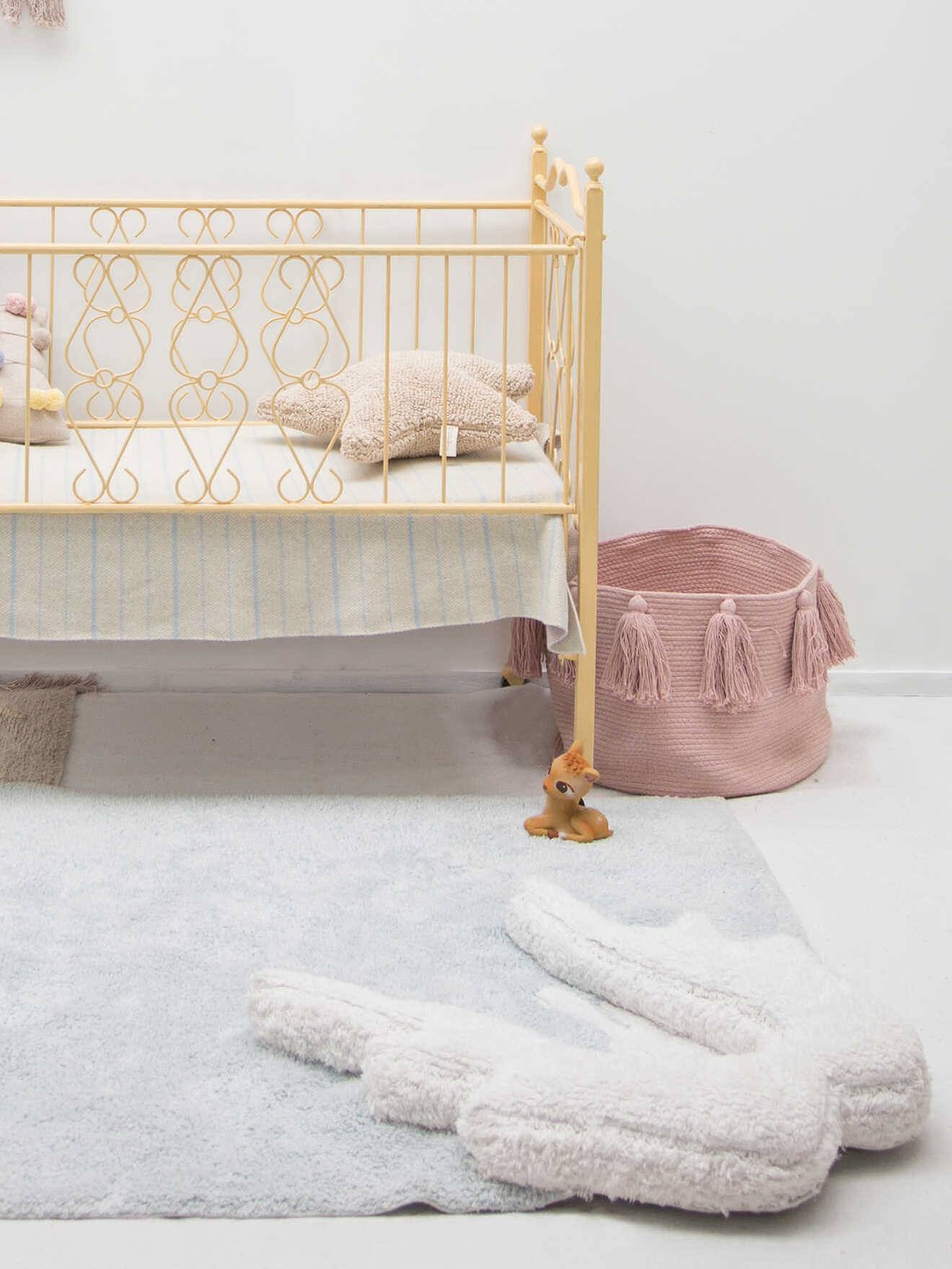 Tapis coton lavable Ailes Puffy Wings LORENA CANALS bleu grisé