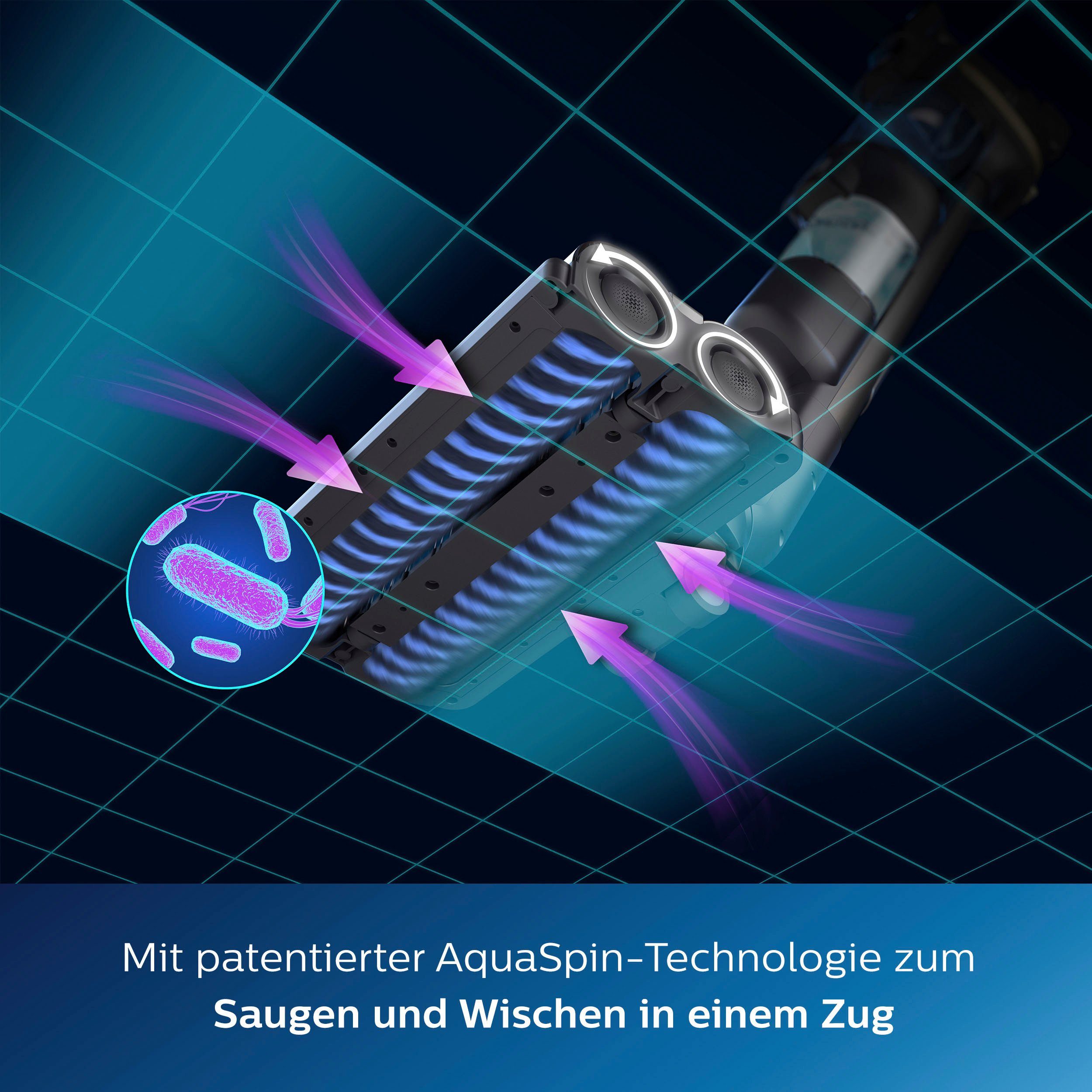 Philips Nass-Trocken-Akkusauger AquaTrio Cordless 9000 Series XW9383, 3-in-1 Saugen und Wischen in einem Zug