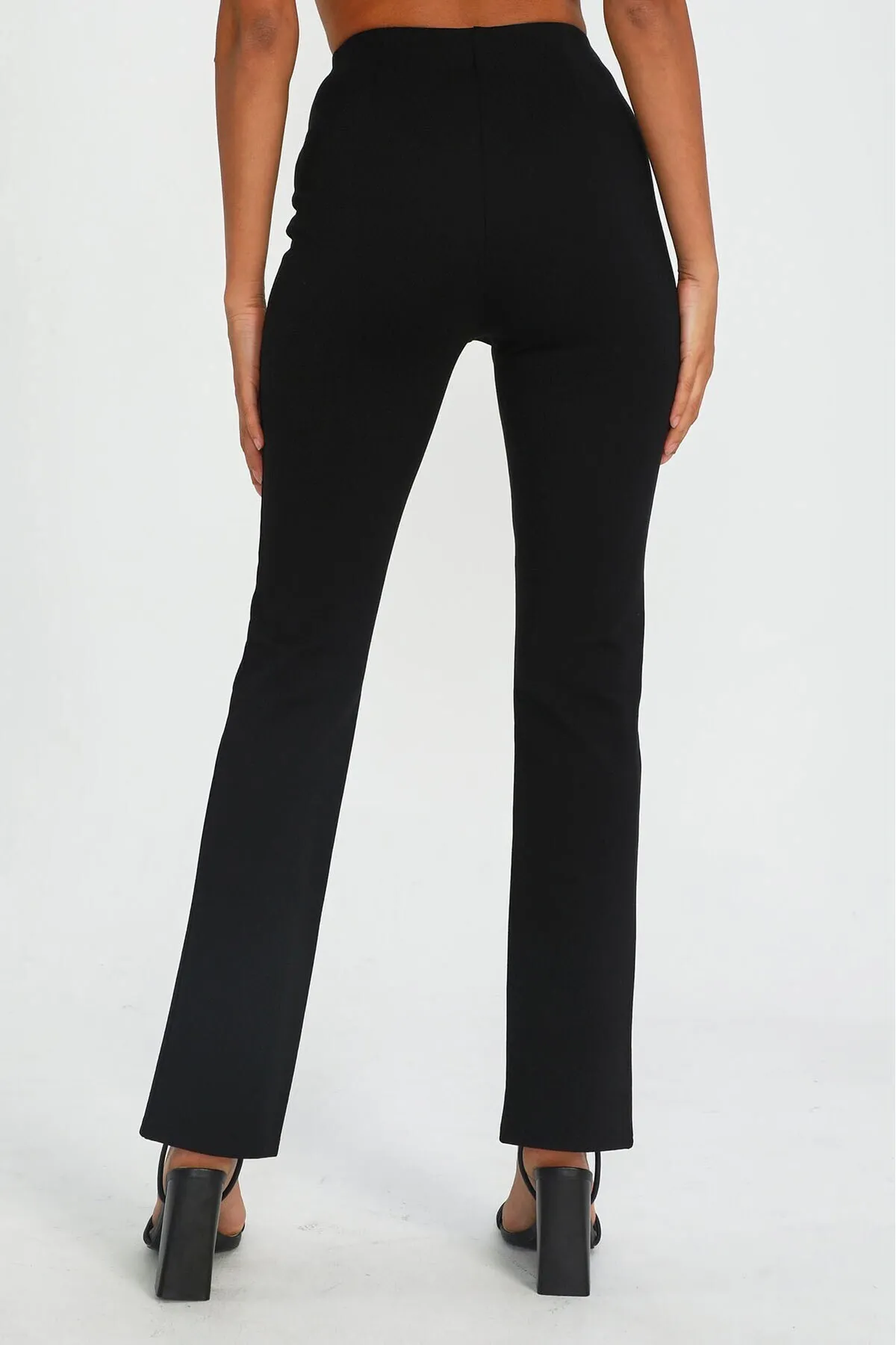 Madmext  Schwarze Damenhose mit hohem Bund und Schlitz, Mg1651