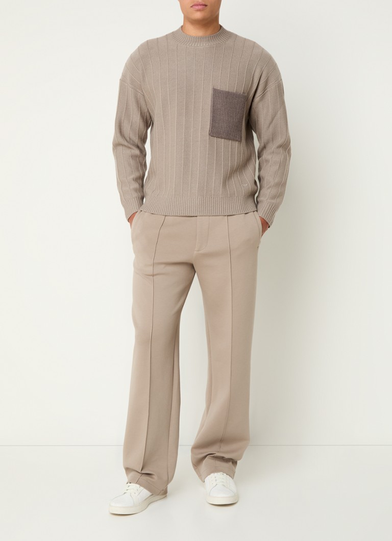 Pantaloni drepți Emporio Armani cu cute pronunțate