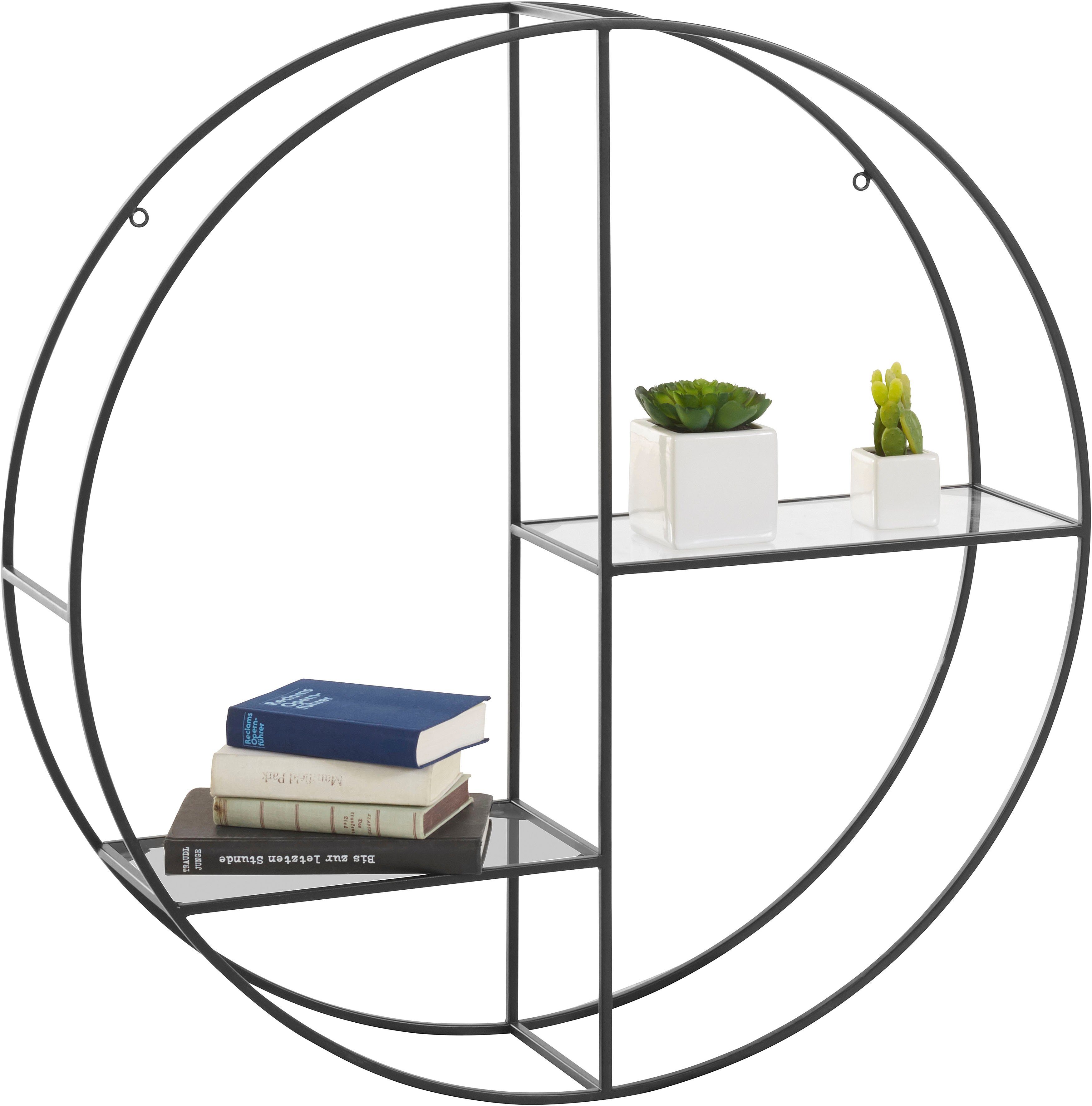 Guido Maria Kretschmer Home&Living Deko-Wandregal Tapista, Dekoregal, Wanddeko aus Metall, rund, Ø 76cm