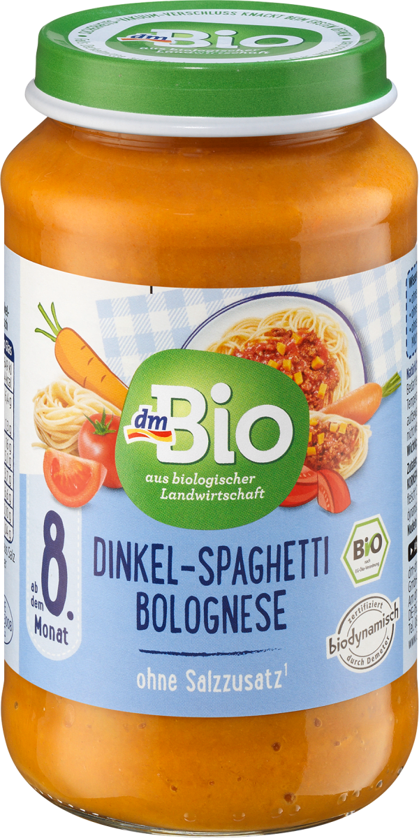 Menü Dinkel-Spaghetti Bolognese ab dem 8. Monat, Demeter, 220 g