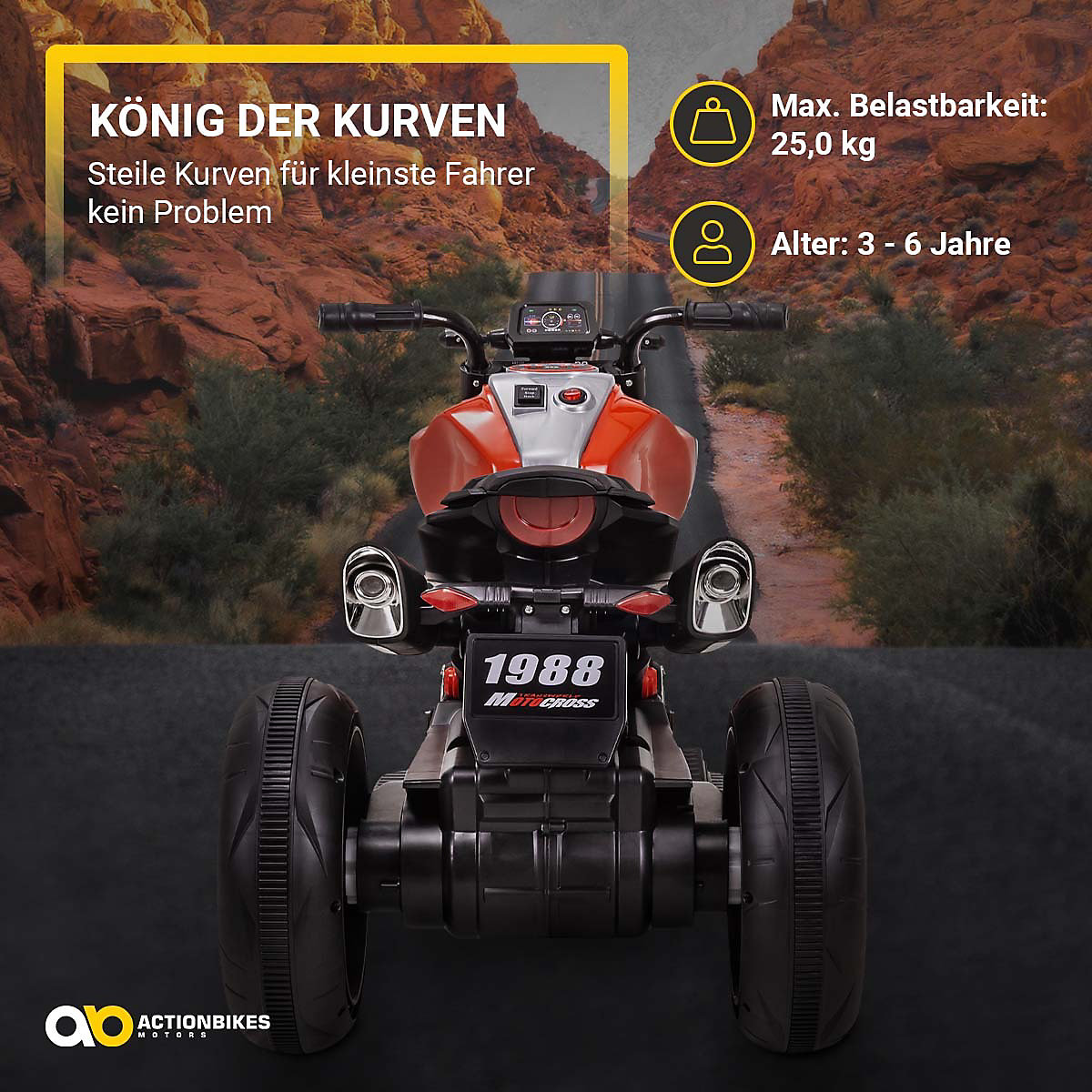 Kinder Elektromotorrad Cruiserbike - 2x18 Watt - Elektrofahrzeug - Motorrad