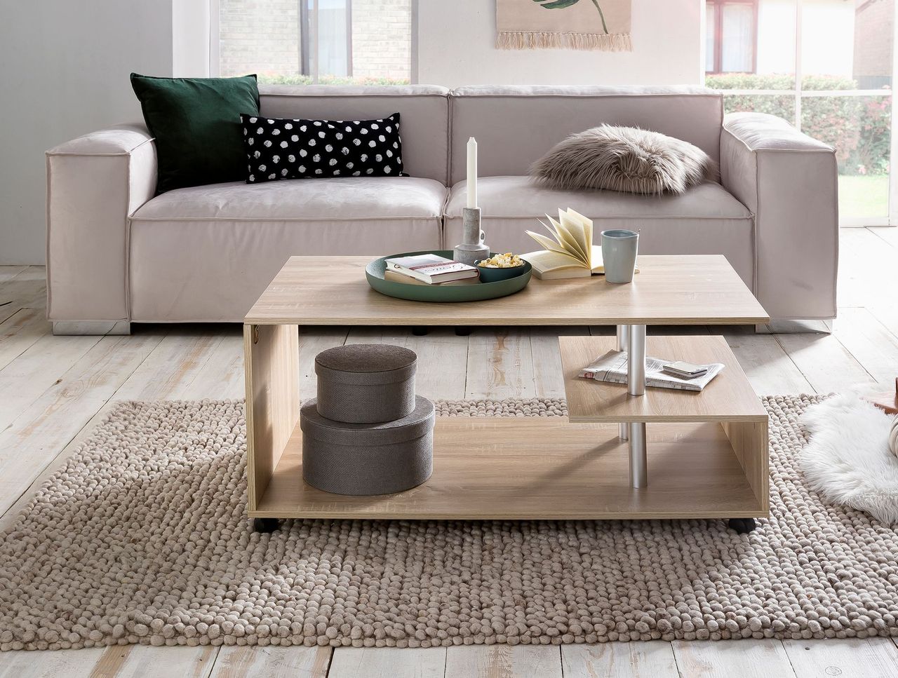Wohnling Design Couchtisch 105 x 48,5 x 60 cm Sonoma