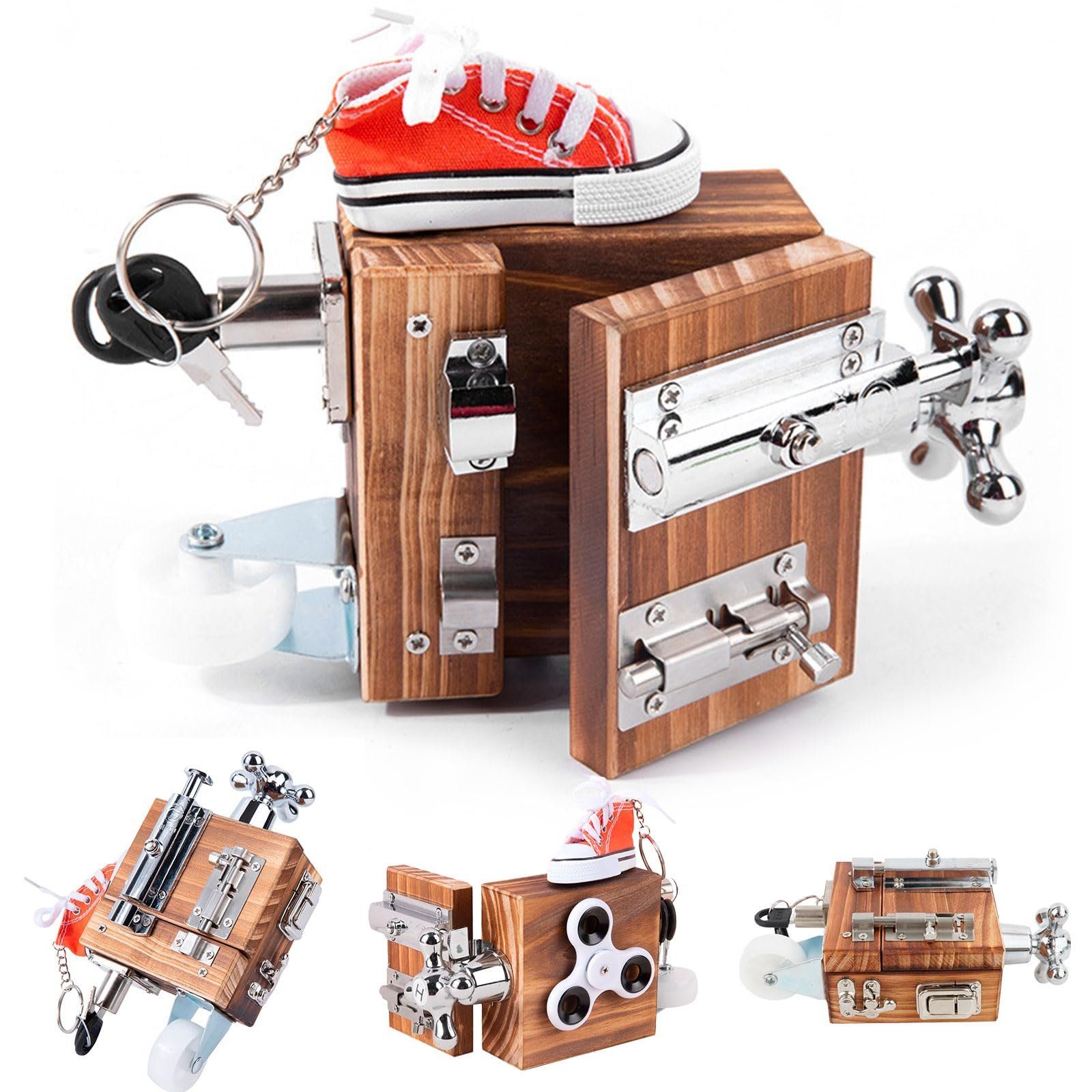 Wenta Lernspielzeug Montessori Busy Board für Kleinkinder (Montessori Spielzeug Busy Activity Cube, Fidget Cube Stresswürfel), Motorikspielzeug Sensorik Spielzeug für Anti Stress Spielzeug