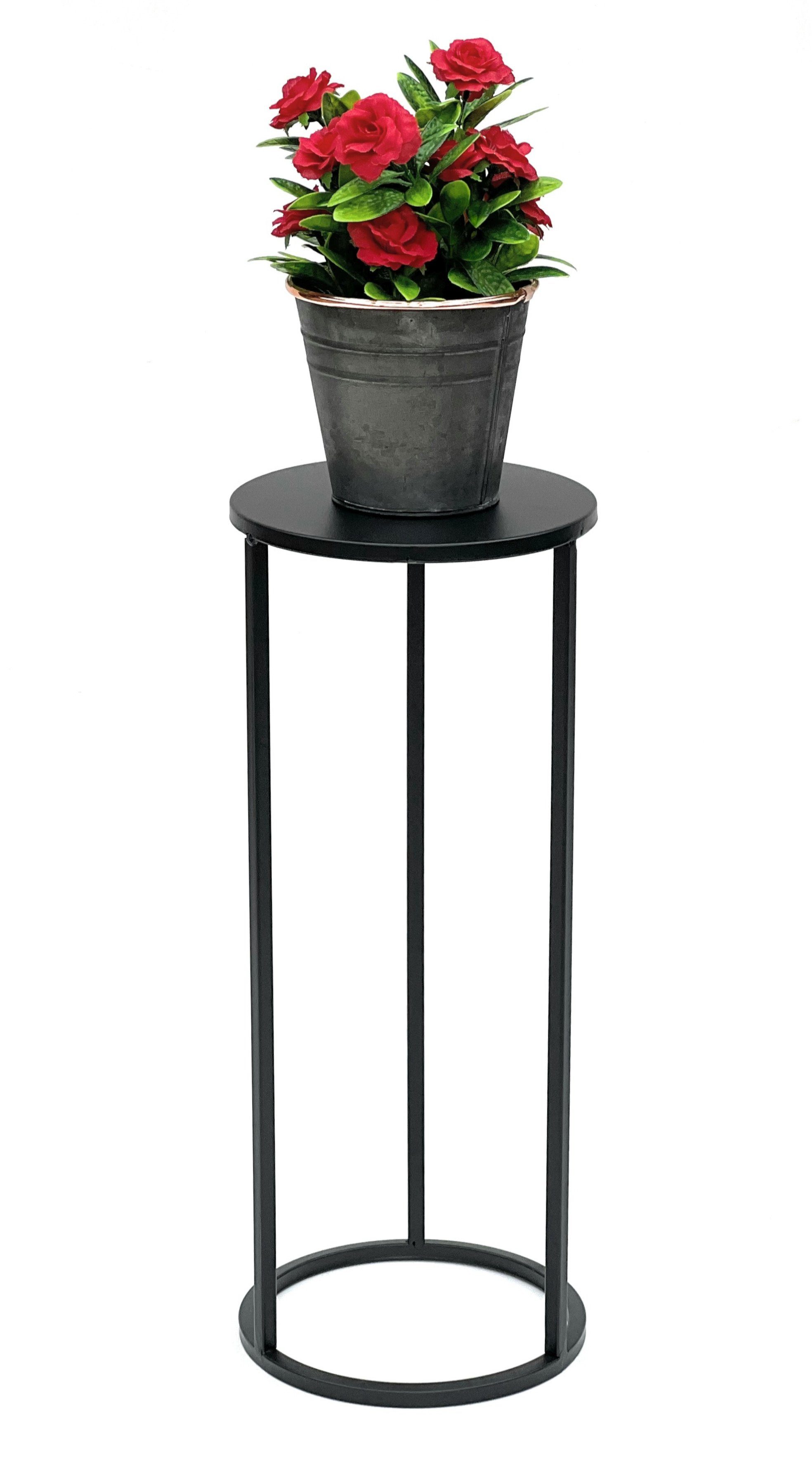 DanDiBo Blumenständer Blumenhocker Metall Schwarz Rund 70-50 cm Blumenständer Beistelltisch