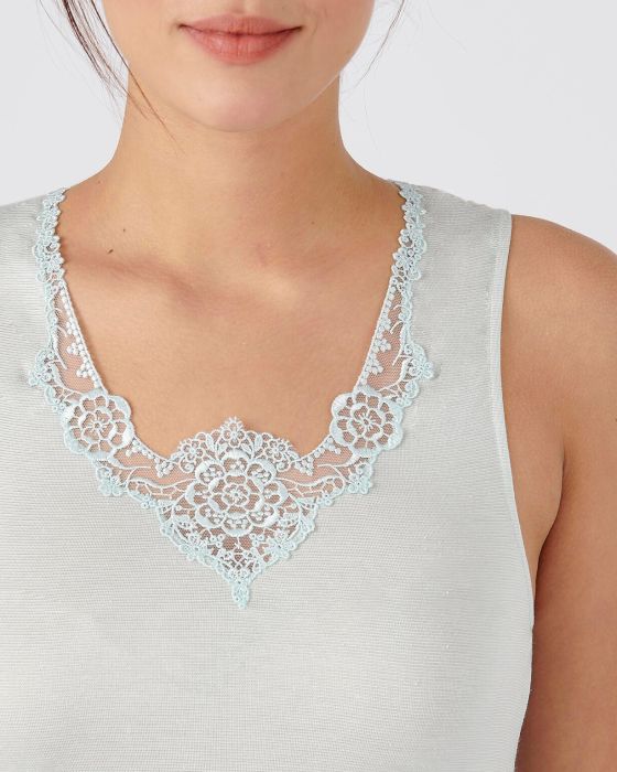 Débardeur Thermolactyl tulle brodé et 10% soie