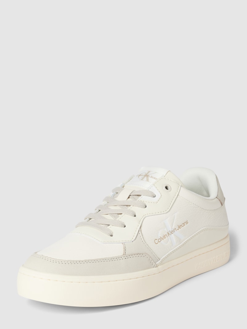 Sneaker aus Leder mit Logo-Prägung Modell 'CLASSIC CUPSOLE' in offwhite