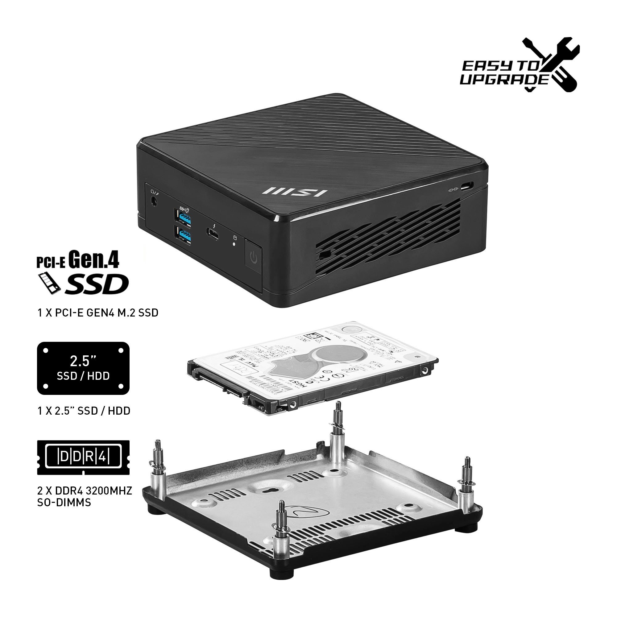 MSI CUBI 5 12M-021BDE Mini-PC (Intel Core i5 1255U, Iris® Xe Graphics, Luftkühlung)
