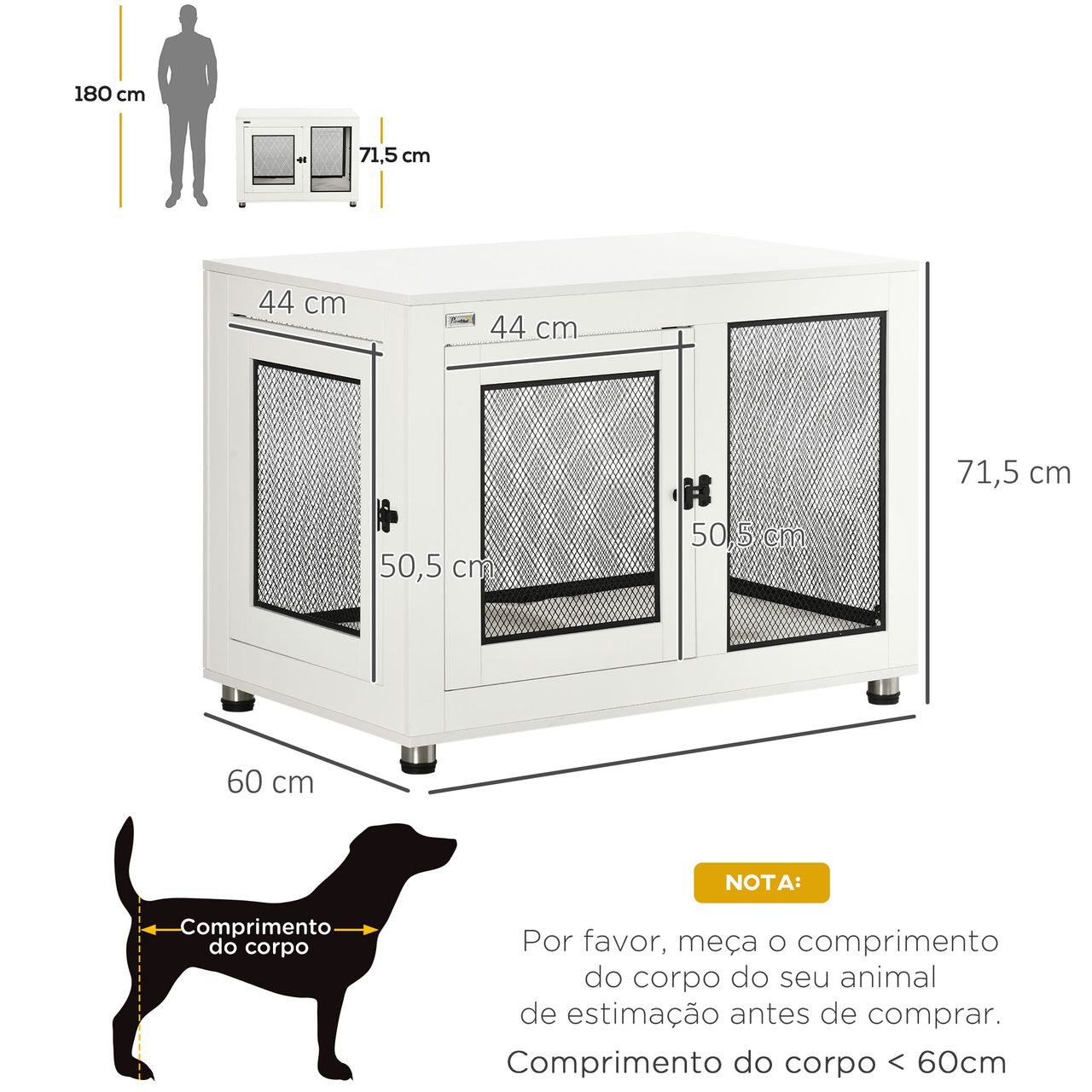 PawHut Hundekäfig, Haustierkäfig mit Kissen, Hundehaus, Hundehütte, Weiß