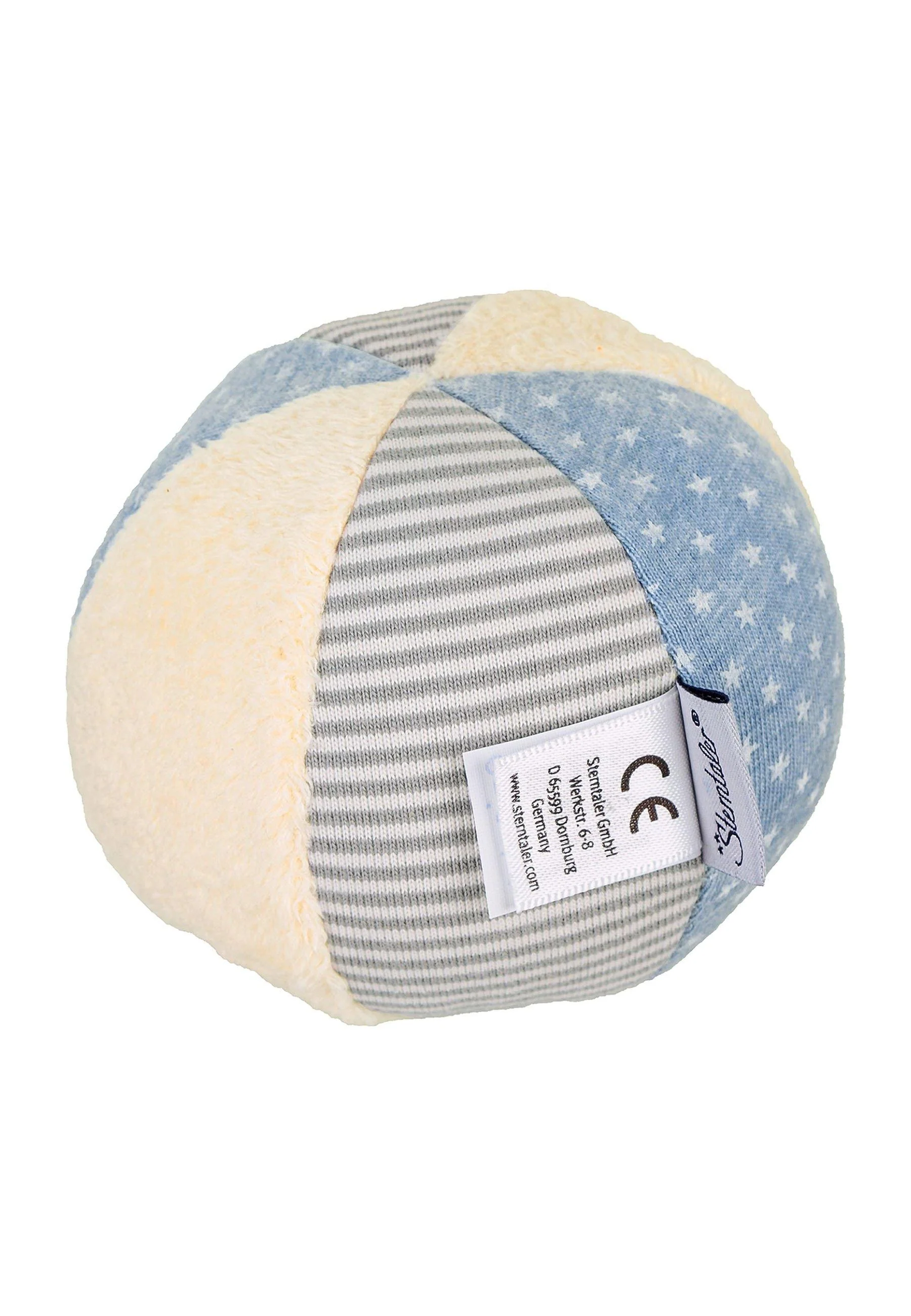 Ball in Hellblau, 9 cm groß mit Rassel