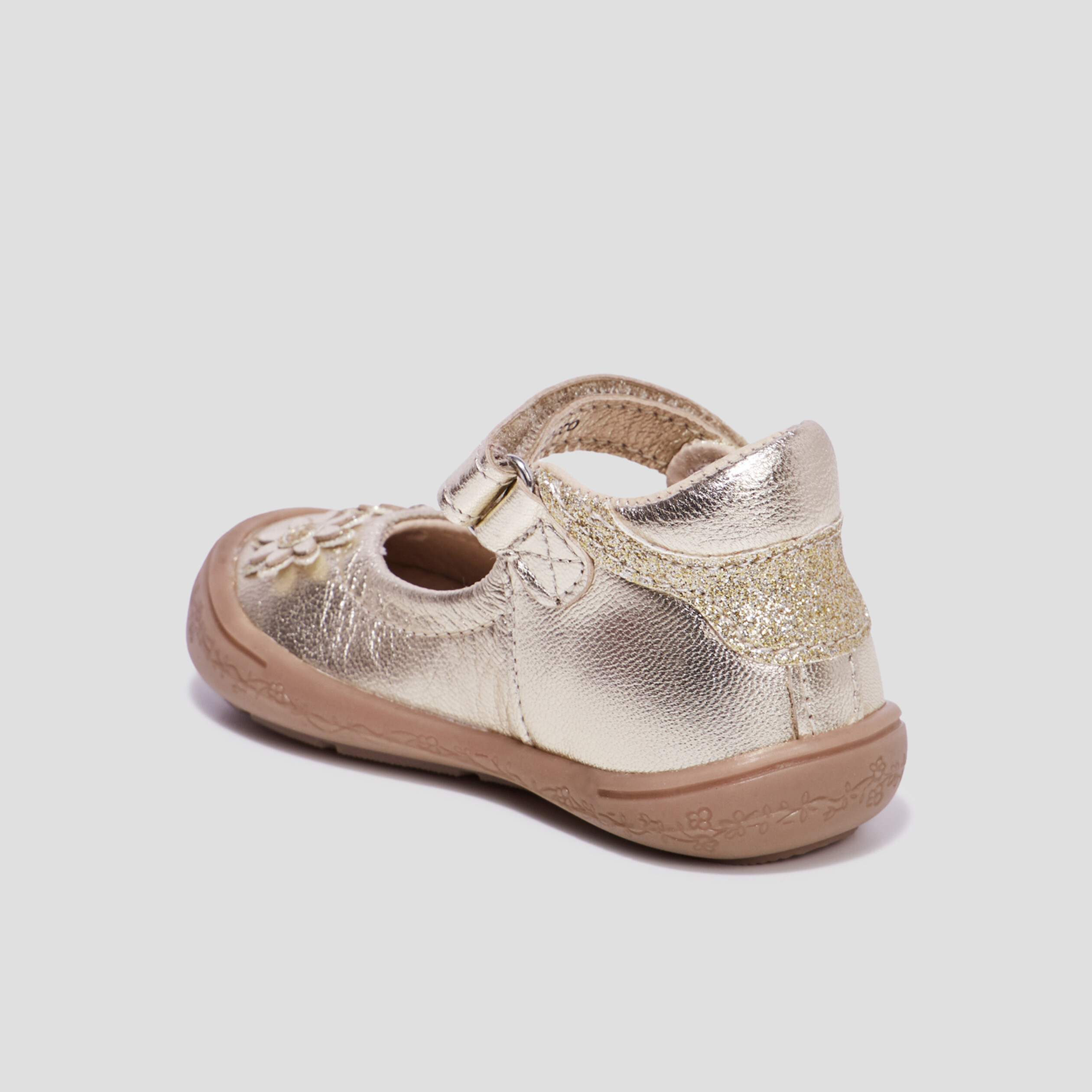 Babies à scratchs métallisées en cuir rose bébé fille | La Halle