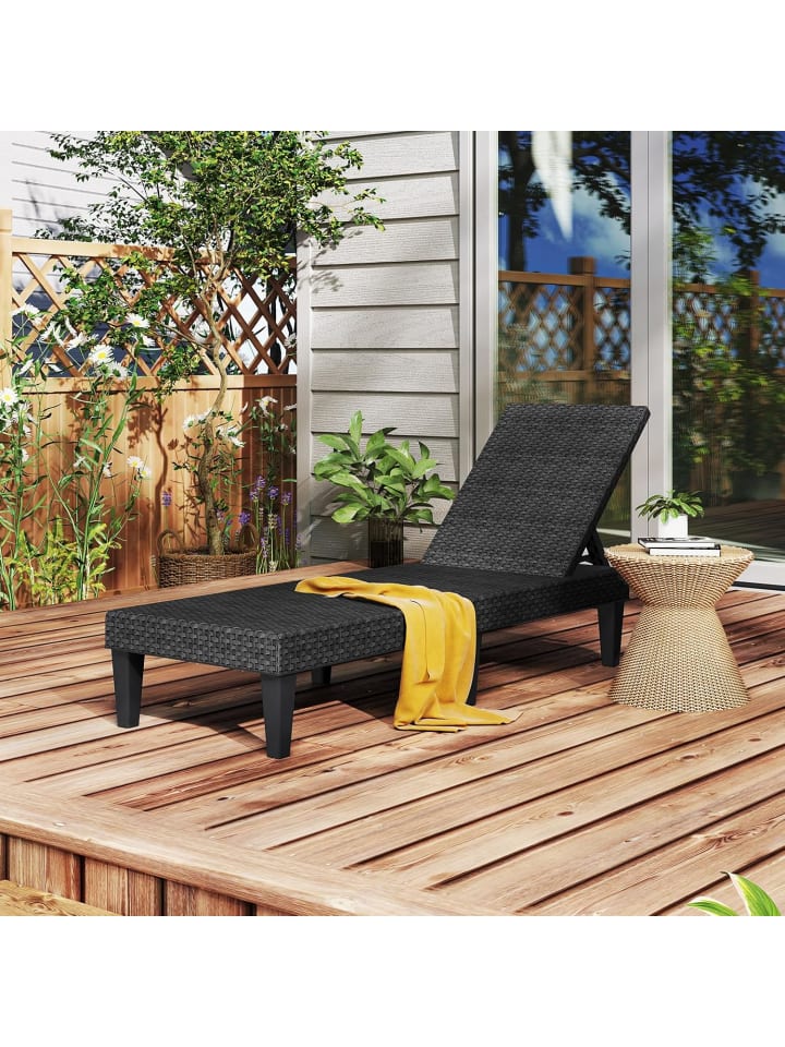 COSTWAY Sonnenliege Rattan 185 x 57 x 28,5 cm in Schwarz günstig kaufen onesize