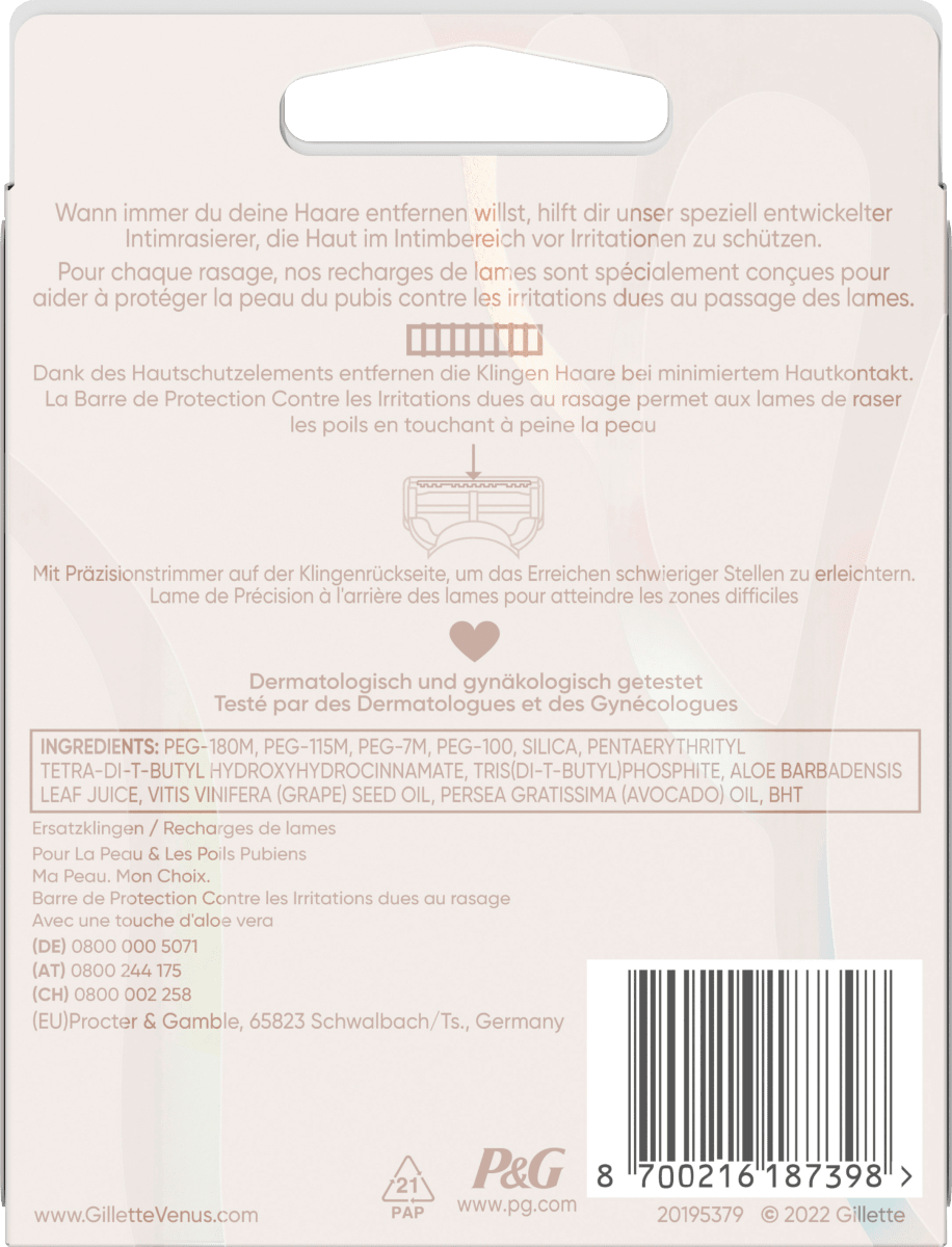 Rasierklingen für den Intimbereich, Aloe Vera, 8 St