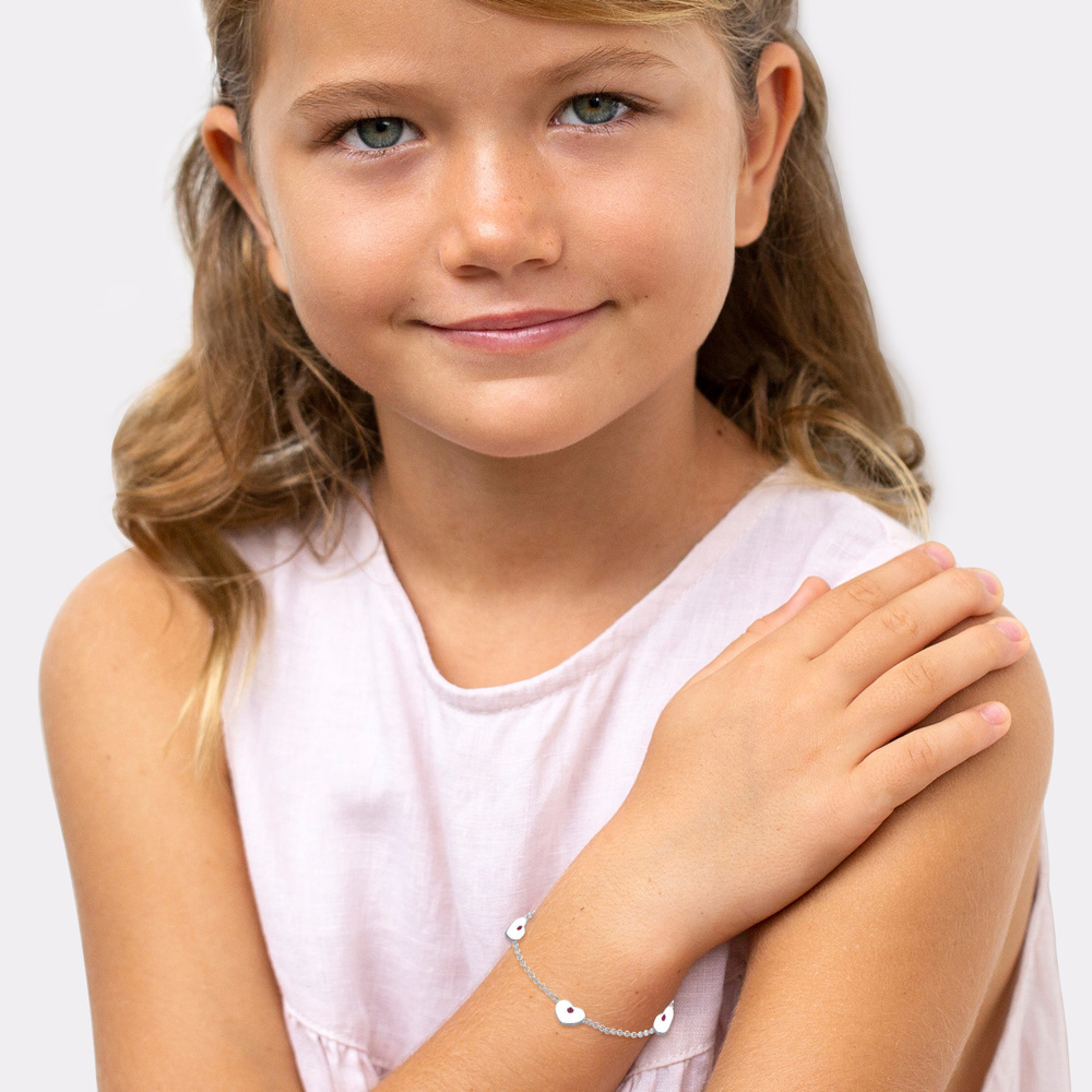 Elli Elli Bracelet Coeur avec Cristaux Bracelet Enfants- (925/1000) Argent Bracelet