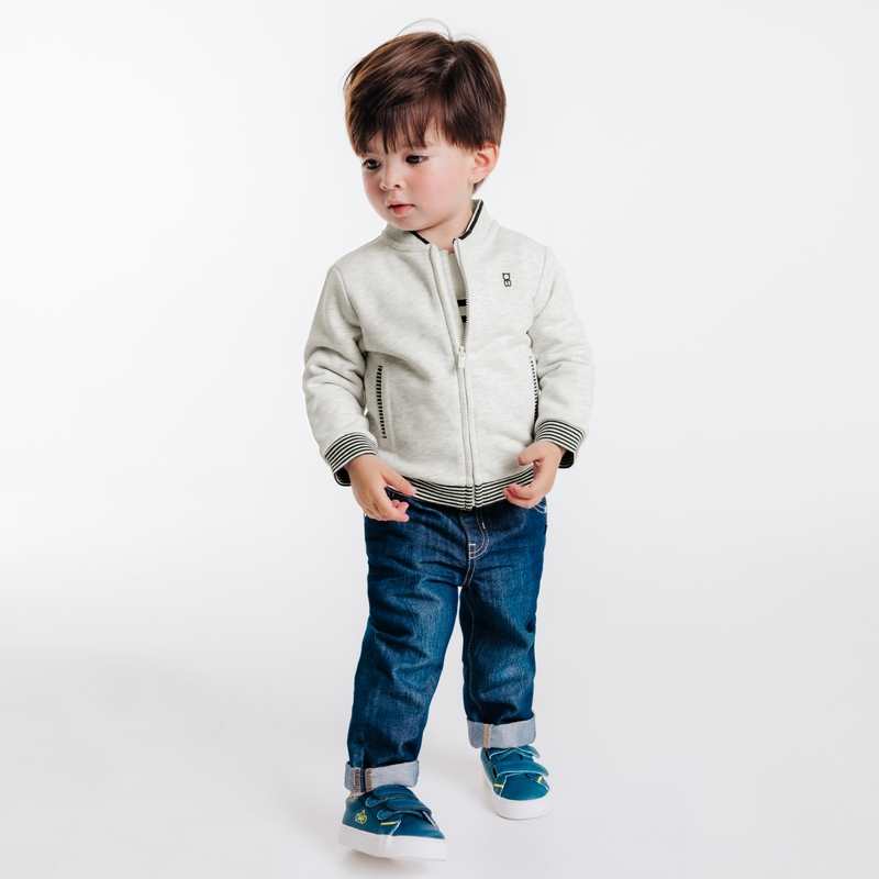 Teddy zippé en molleton doux blanc bébé garçon