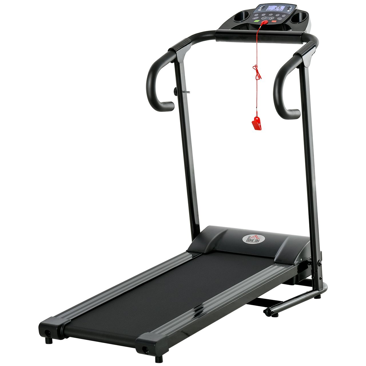 HOMCOM Laufband Klappbar elektrisch 500 W 0,8-10 km/h 0,75HP LCD-Display Handyhalterung geeignet für Home Gym Indoor Fitness Schwarz 123 x 62 x 117 cm