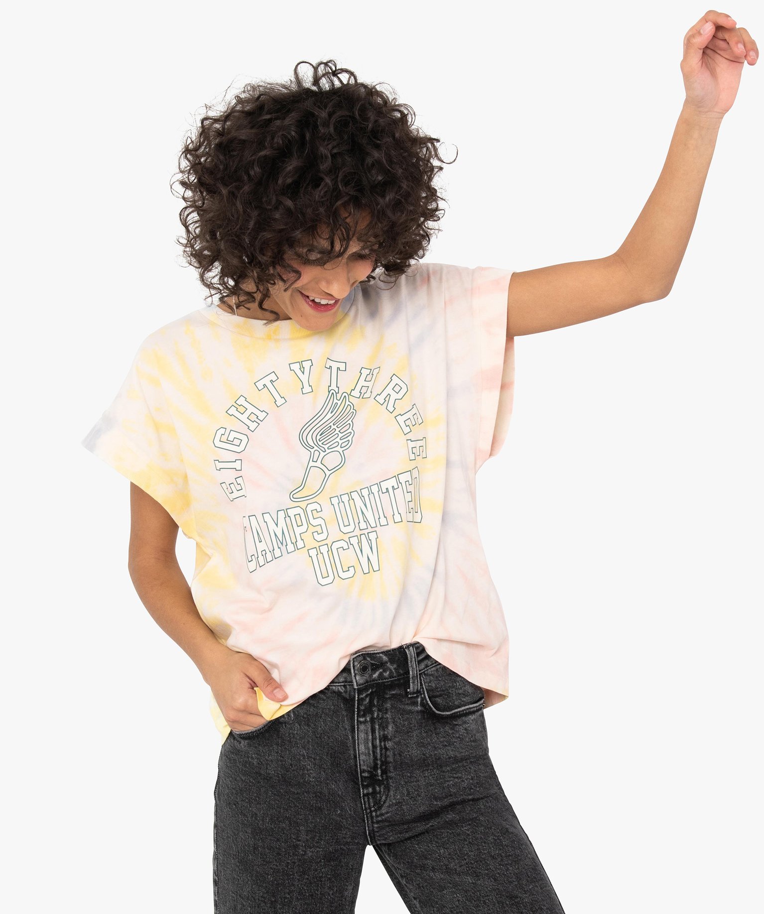 Tee-shirt femme à manches courtes coupe large – Camps United multicolore | GEMO