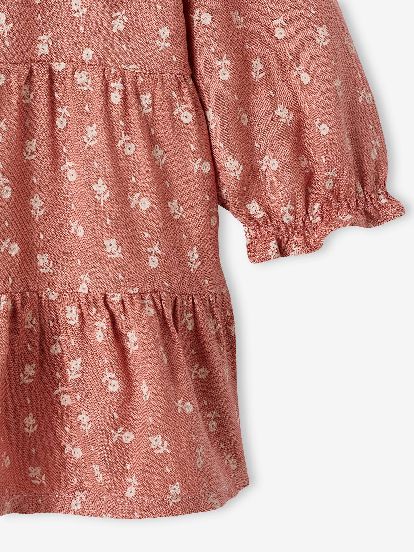 Robe fluide bébé à volant vieux rose