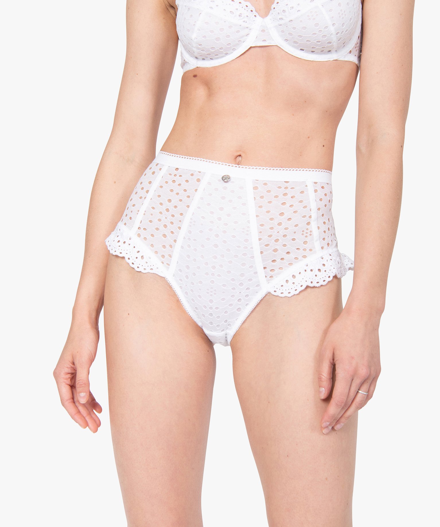 Culotte femme taille haute en dentelle – Lulu Castagnette blanc | GEMO