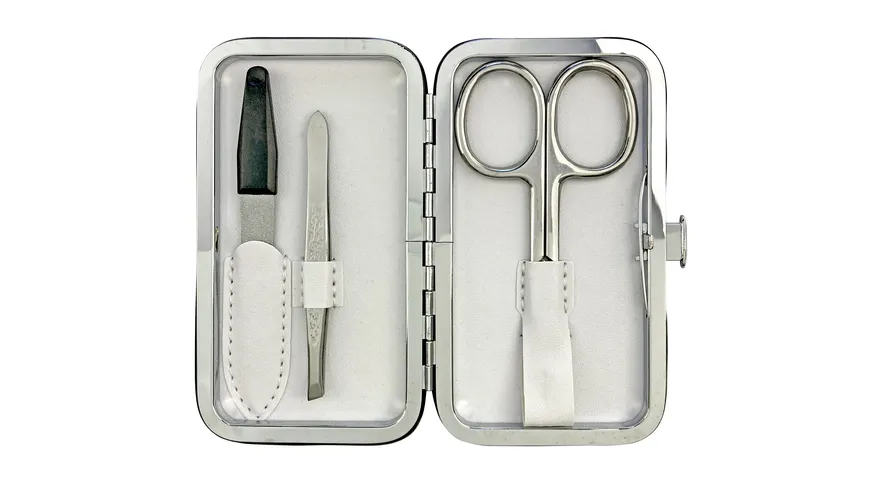 Rahmenmaniküre Etui, 3-teilig, Weiß, Glitzer Weiß, Glitzer