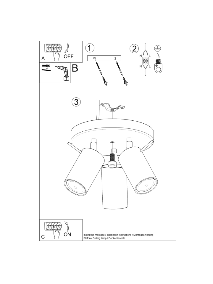 Nice Lamps Plafond ETNA 3P olivgrün H 18,5 cm günstig kaufen onesize