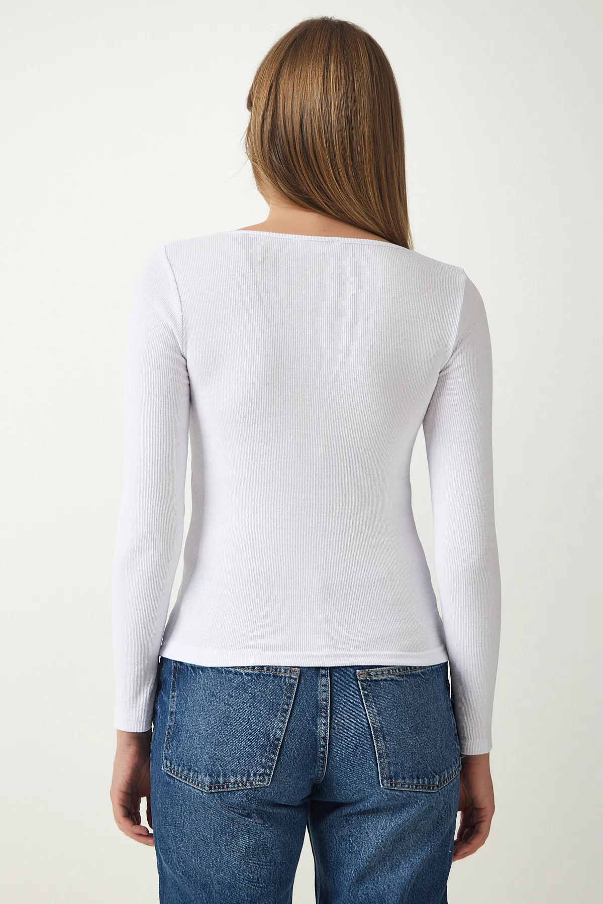 Happiness İstanbul  Damen-Strickbluse im 2er-Pack in Schwarz und Weiß mit quadratischem Kragen GT00056