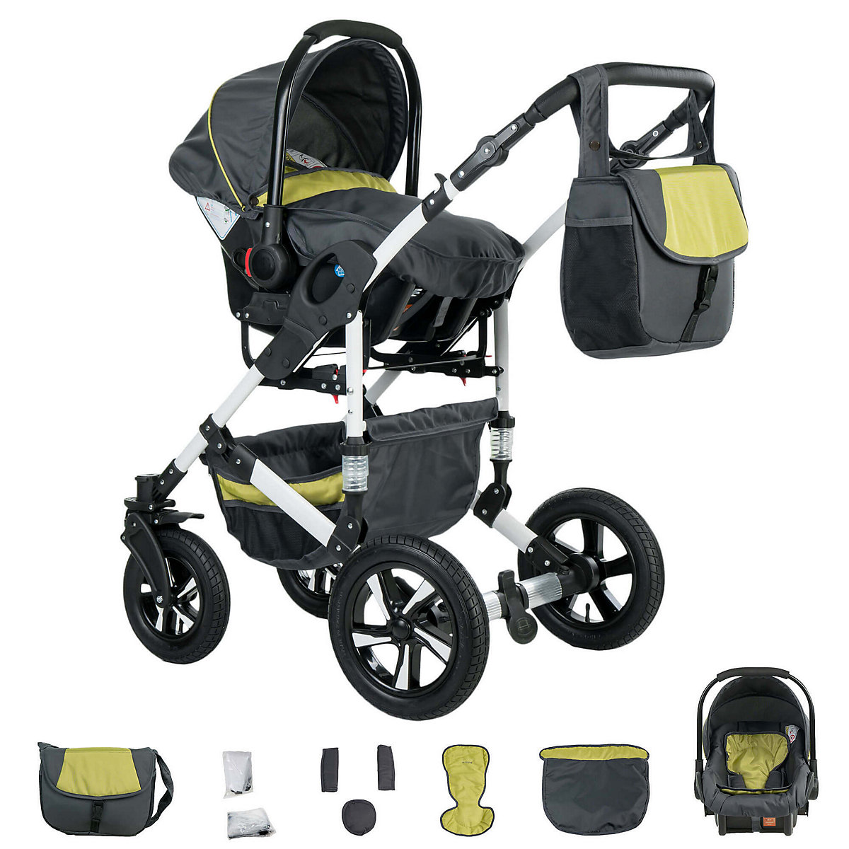 Hamburg | 3 in 1 Kombi Kinderwagen Komplettset | Hartgummireifen Kombikinderwagen