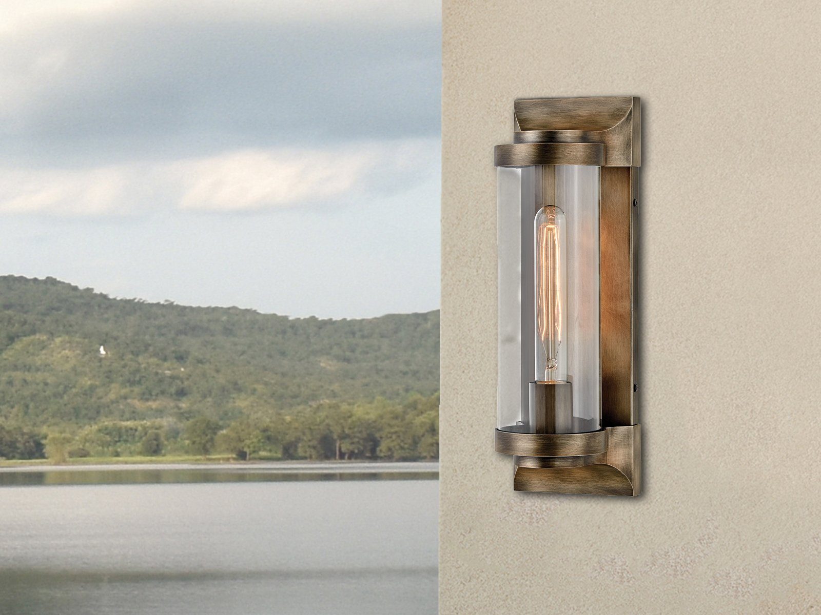 meineWunschleuchte LED Außen-Wandleuchte, LED wechselbar, warmweiß, Außen & Innen, Industrial Edison Style, Designer-lampen Bronze H 36cm