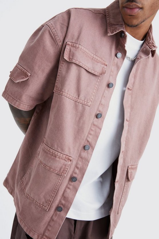 Kastiges Cargo-Jeanshemd