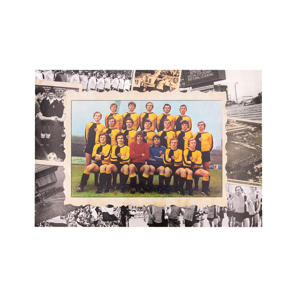 Postkarte RETRO schwarz-gelb