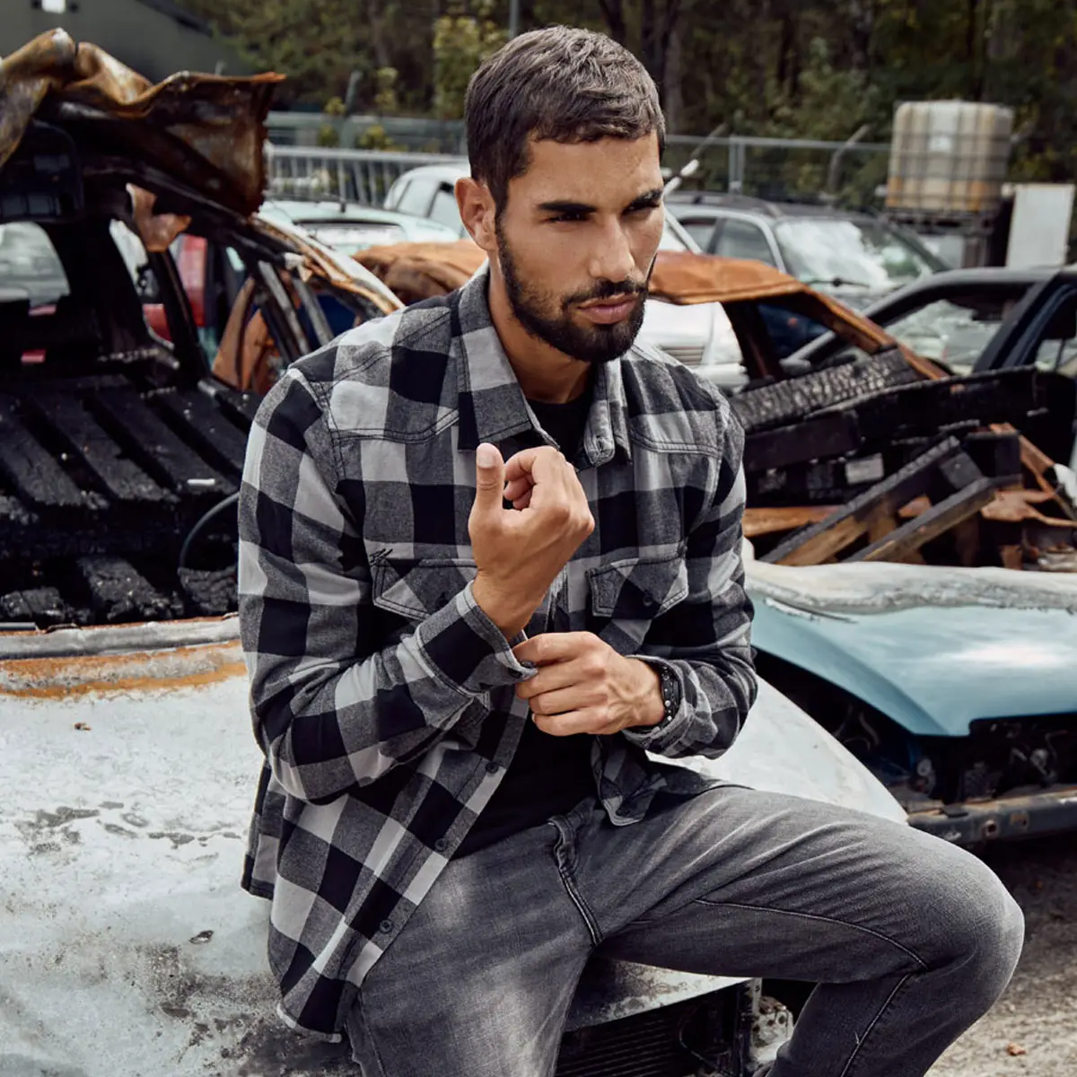 Brandit Checkshirt schwarz-anthrazit