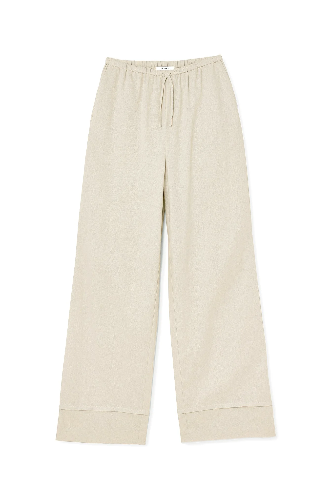 Umgeschlagene Leinenhose mit Kordelzug