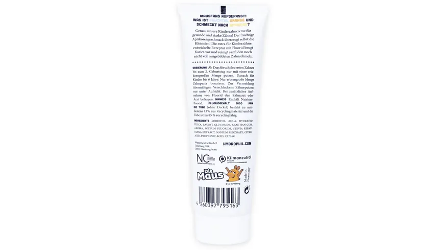 HYDROPHIL Kids Zahncreme Die Maus Aprikose 75 ml