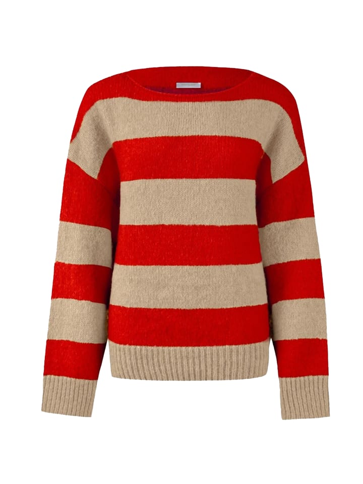 SASSYCLASSY Oversize Strick-Pullover in Rot, Beige günstig kaufen