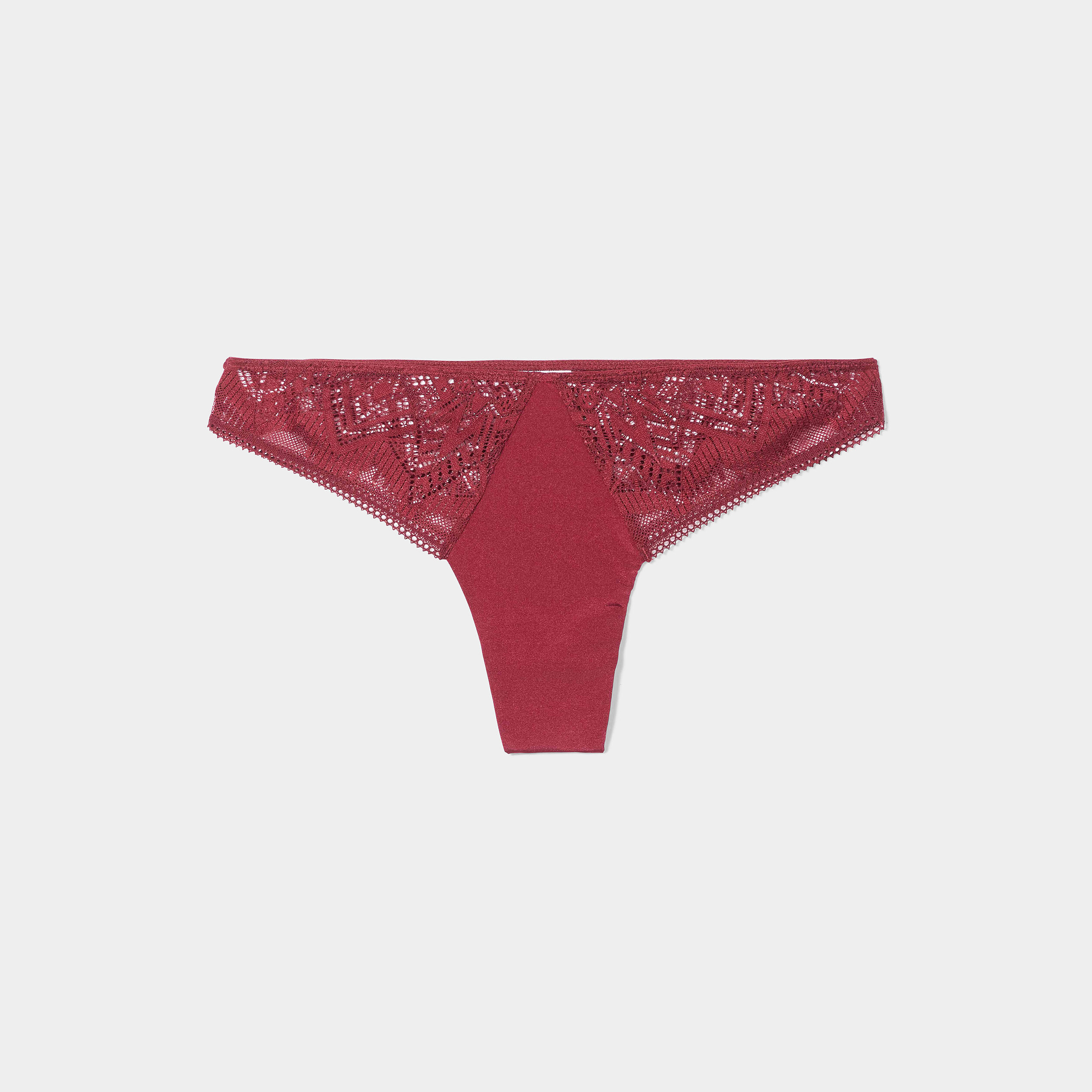 Tanga à dentelle bordeaux femme | La Halle
