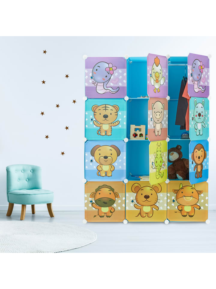 relaxdays Steckregal Kinderzimmer in Blau - (B)110,5 x (H)145 x (T)46,5 cm günstig kaufen onesize
