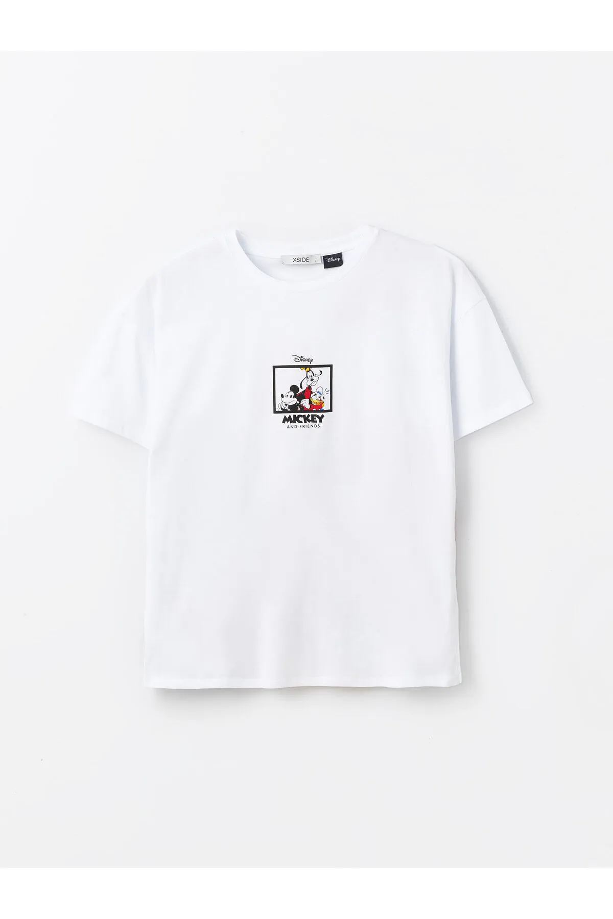 LC Waikiki  Kurzarm-Damen-T-Shirt mit Rundhalsausschnitt und Mickey-Mouse-Aufdruck