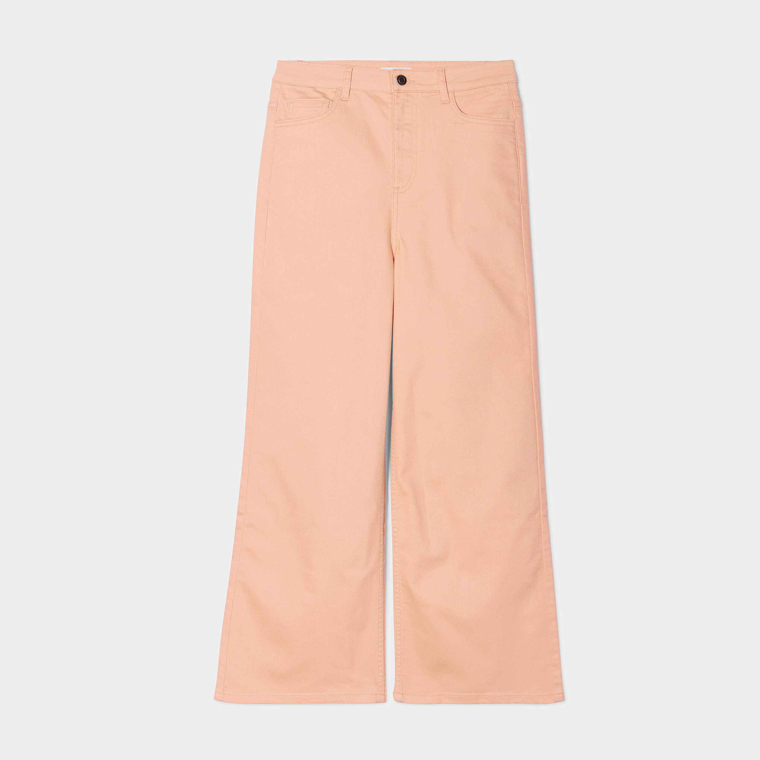 Pantalon wide leg crop taille haute orange clair femme | La Halle