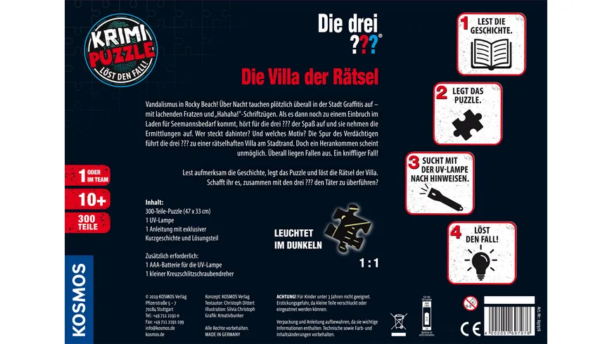 KOSMOS - Krimi Puzzle: Die drei ??? - Die Villa der Rätsel - Löst den Fall!