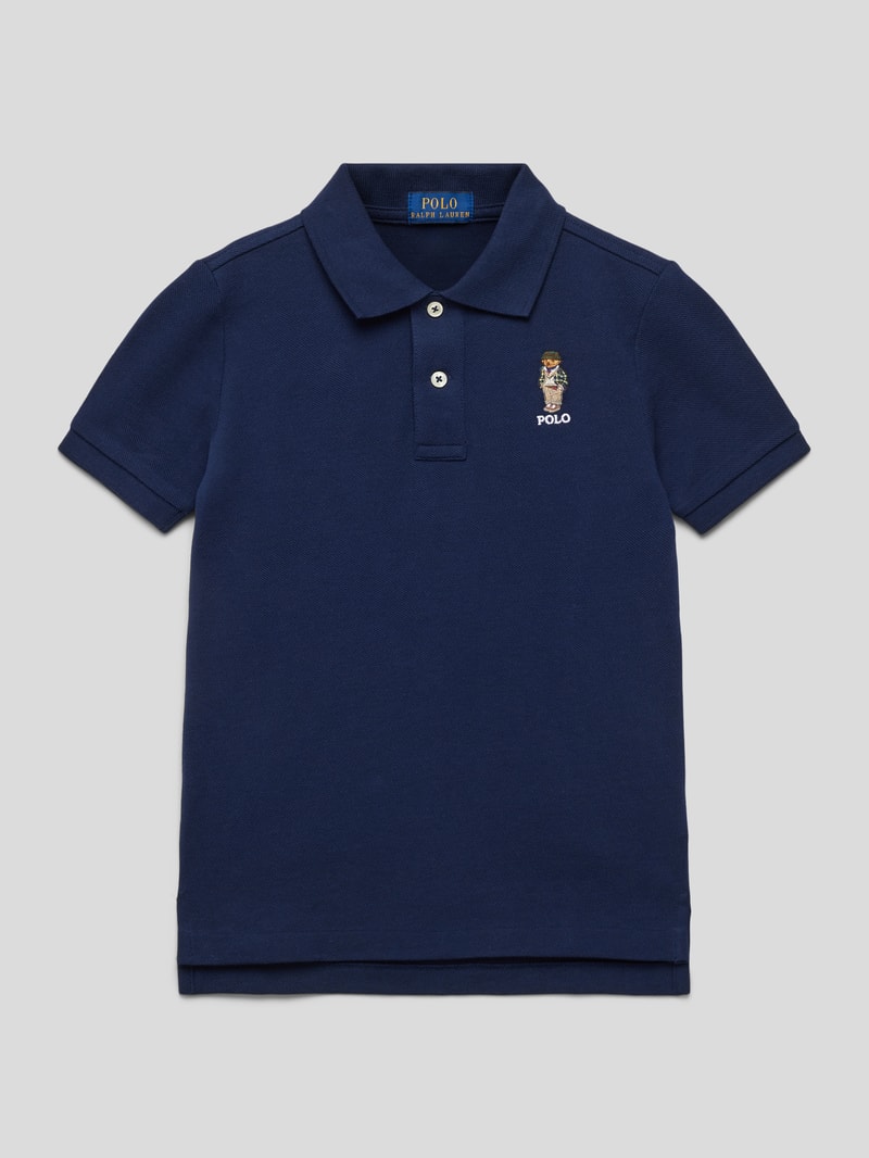 Poloshirt mit Label-Stitching in marineblau