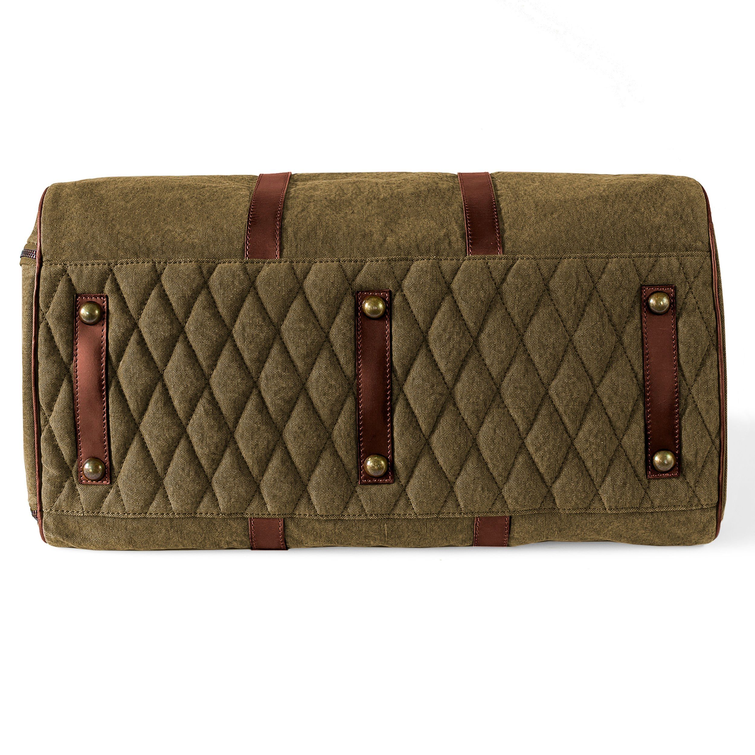 DRAKENSBERG Reisetasche Weekender Toby Oliv-Grün, Sporttasche mit Schuhfach für Damen und Herren, Canvas und Büffelleder